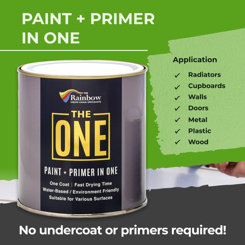 THE ONE All-In-One Paint & Primer - Charcoal Satin, 33.8 Fl Oz/1 Liter | 1 Coat Formula | Easy Indoor & Outdoor Decorating for Home & Garden Walls, Floors & Furniture | Water-Based & Low VOC - Image 2